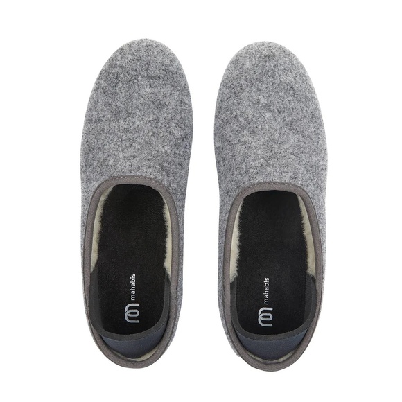 Mahabis Womens Classic Wool Slippers Gray Black Comfort Shoes 39 US 8 - Picture 1 of 5